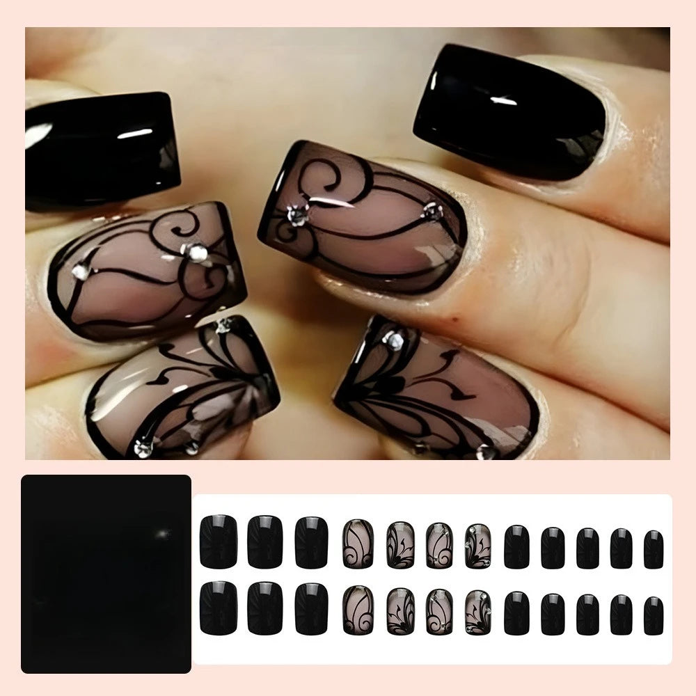 Gothic Abstract Swirl Press-On Nail Art Set