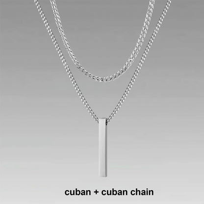 Layered Bar Pendant Necklace Minimalist Alternative Fashion Jewelry