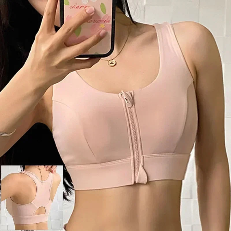 Structured Front-Zip High-Impact Sports Bra with Racerback Support