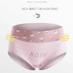 4-Piece Women’s Printed High-Rise Briefs Set with Playful Heart and Floral Motifs, Soft Pink Tones and Feminine Styling