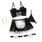 Playful Ruffled Satin-Finish Bralette and Skirt Set with Apron Detailing