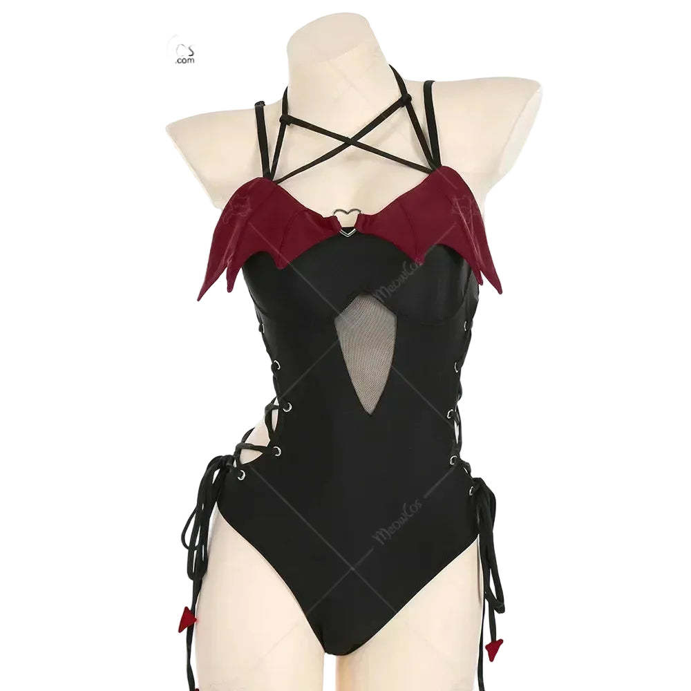 Women's Halter Cutout One Piece Swimsuit with Decorative Shoulder Accents and Modern Styling
