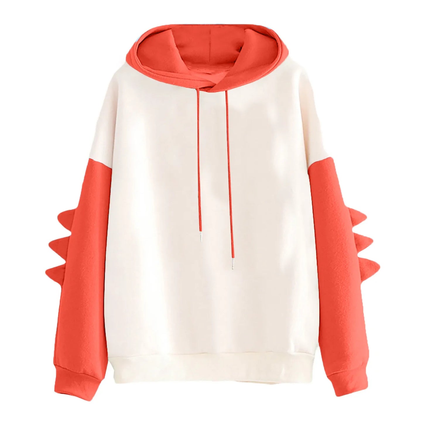 Anime Pastel Streetwear Hoodie with Manga-Inspired Dinosaur Sleeve Accents