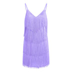 Fringe Detail Strappy Mini Dress with Sleek Party Ready Silhouette