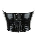 Sleek White Glossy Strapless Bustier with Deep Plunge Neckline