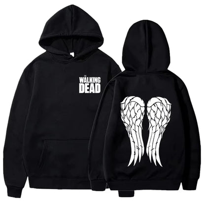 Dark Anime Oversized Hoodie with Angel Wing Manga Artwork