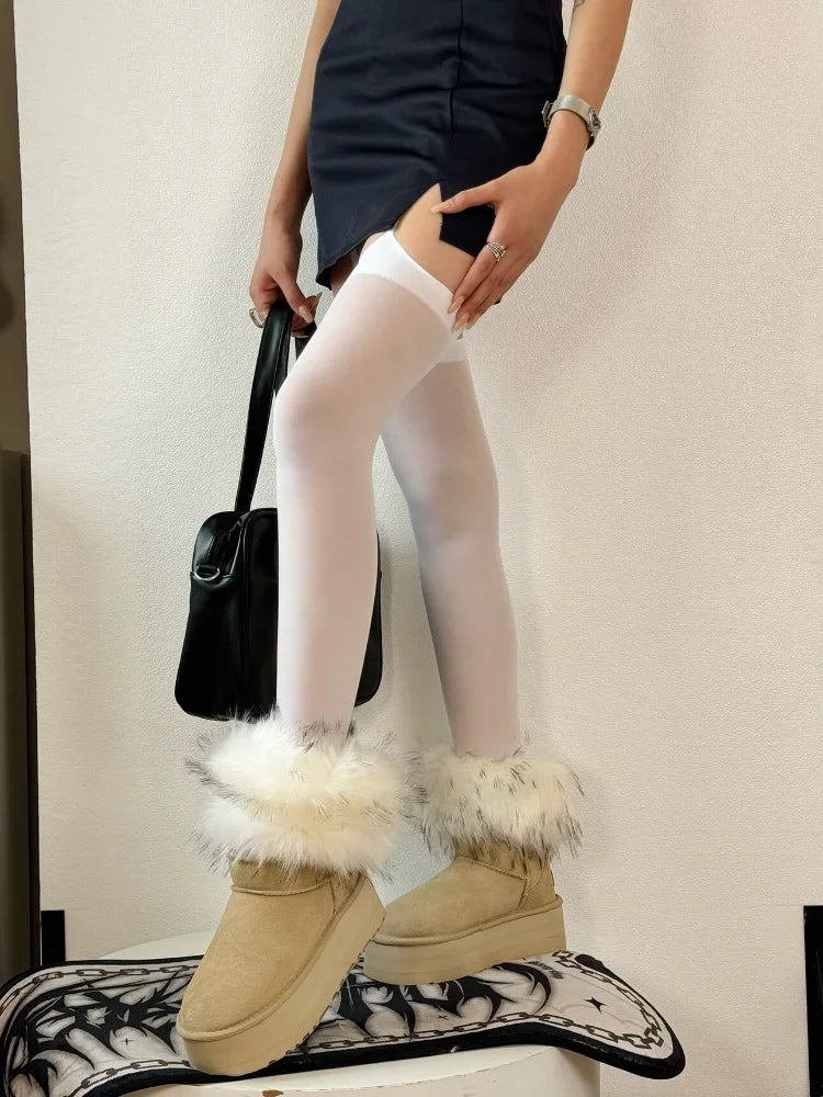 Lightweight Sheer Thigh High Stockings with Stay-Up Design for Everyday Layered Fashion Styling