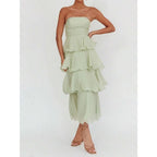 Strapless Tiered Maxi Dress with Ruffle Layers and Flowing Silhouette