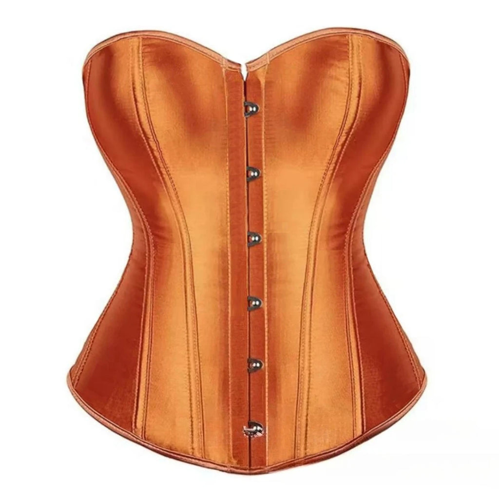 Vibrant Pink Satin-Finish Overbust Corset with Structural Seaming