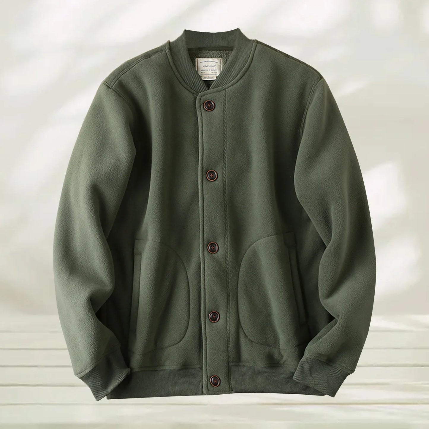 Men's Button Front Knit Bomber Jacket with Ribbed Trim for Contemporary Casual Streetwear