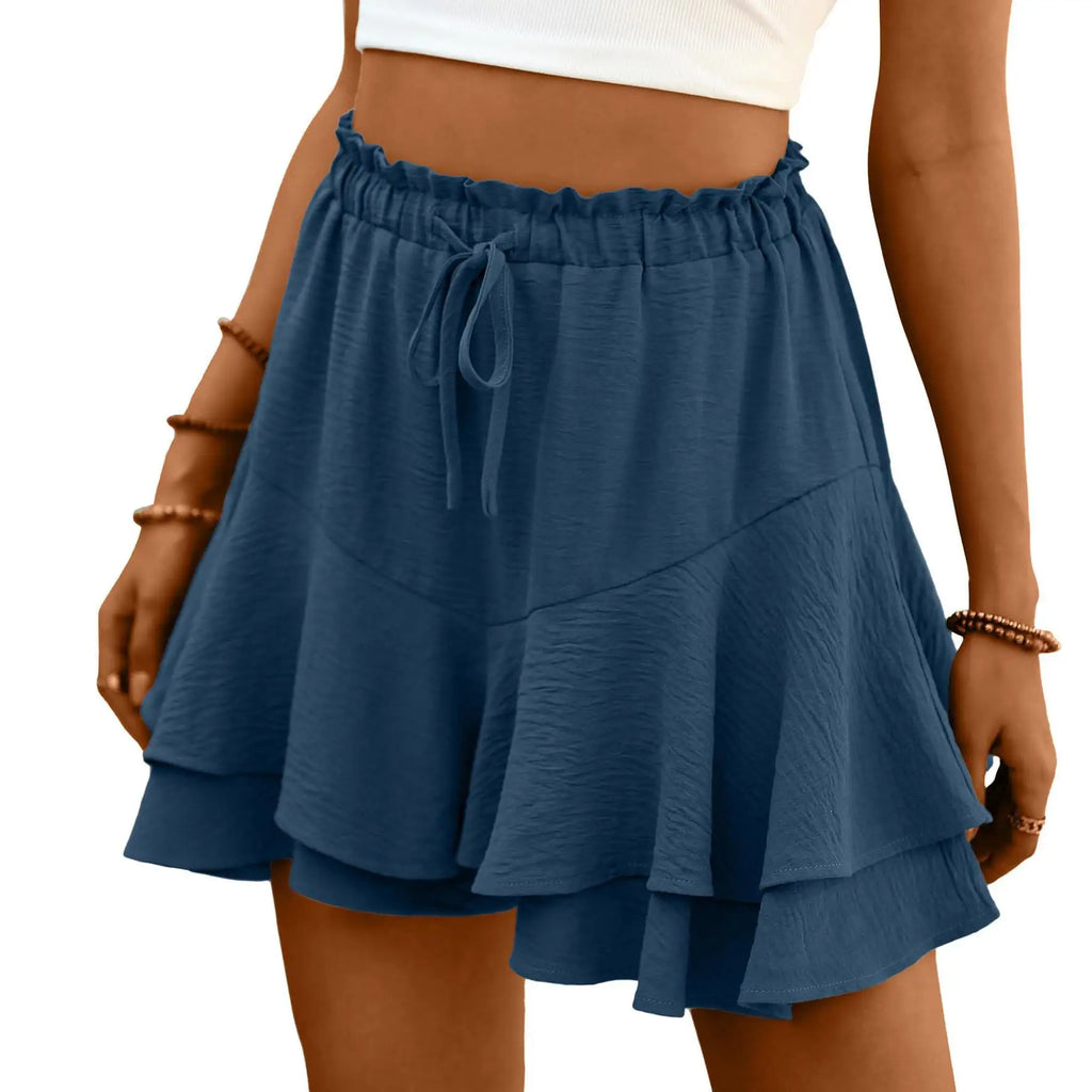 High Waist Flowy Tiered Skort with Ruffle Layers A-Line Silhouette