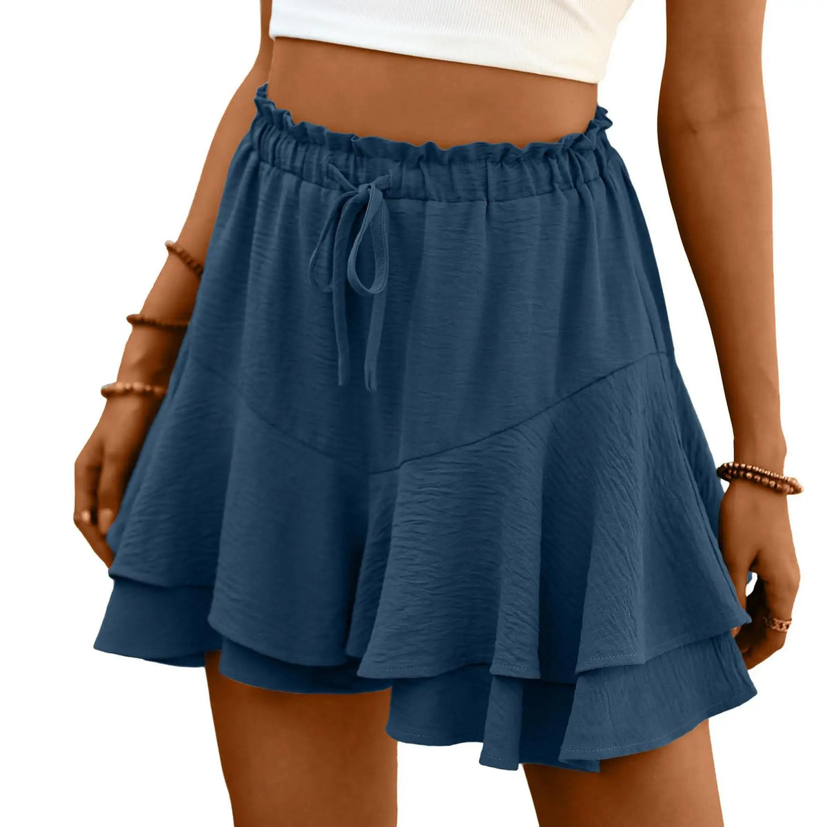 High Waist Flowy Tiered Skort with Ruffle Layers A-Line Silhouette