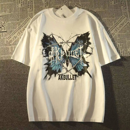 Vintage Inspired Streetwear Graphic T-Shirt with Layered Abstract Artwork and Relaxed Fit
