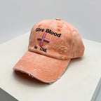 Vintage Embroidered Adjustable Cotton Baseball Cap with Distressed Finish for Casual Streetwear Fashion