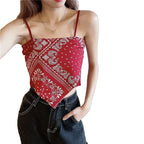 Floral Corset Crop Top with Slim Fit Irregular Hem Contemporary Streetwear Camisole Style