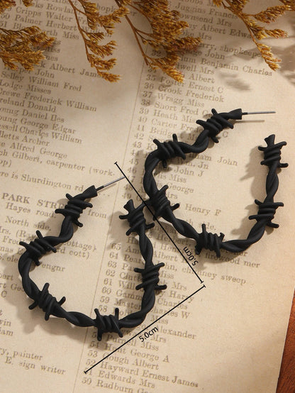 Barbed Wire Heart Hoop Earrings for Gothic Punk Alternative Fashion