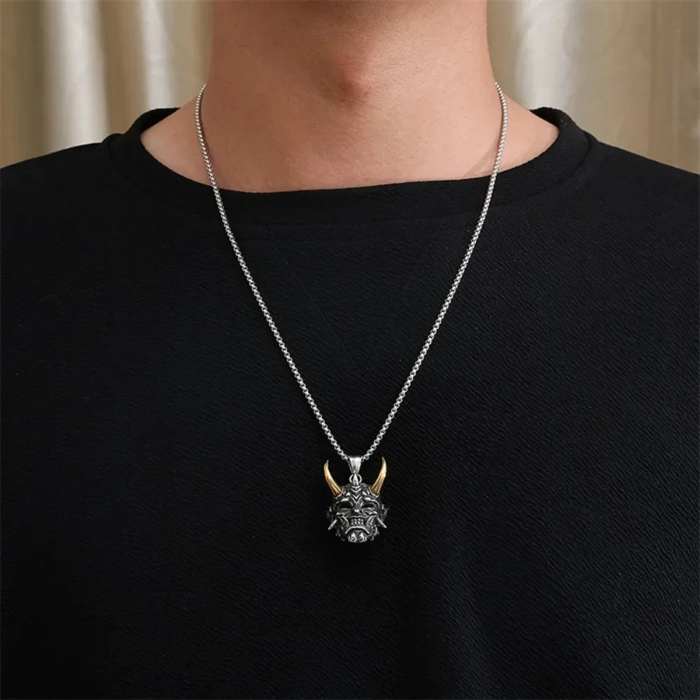 Demon Mask Pendant Necklace Gothic Punk Alternative Statement Jewelry