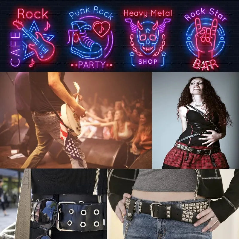 Double Row Pyramid Stud Waist Belt for Punk Gothic Alternative Style