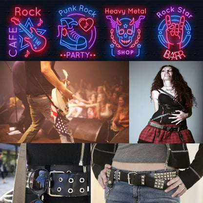 Double Row Pyramid Stud Waist Belt for Punk Gothic Alternative Style
