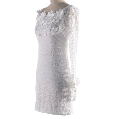 Off Shoulder Lace Detail Bodycon Mini Dress With Sheer Flare Sleeves