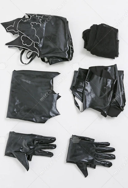 Contemporary High Gloss Strappy Cutout Bodysuit With Matching Over The Knee Statement Hosiery