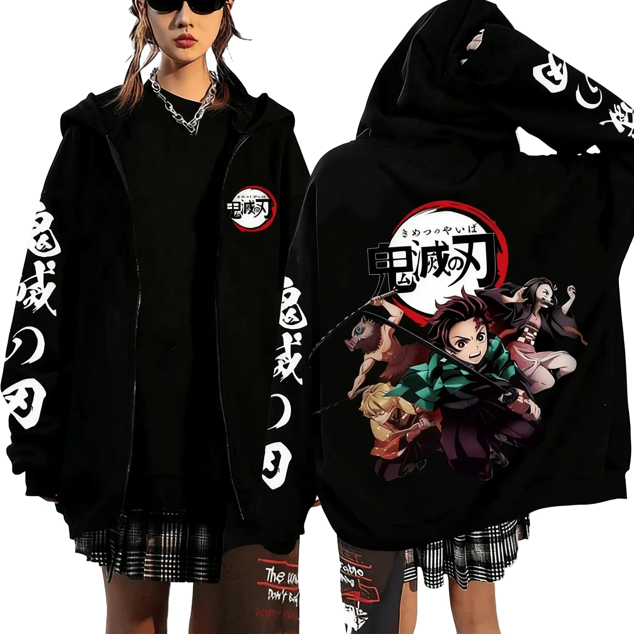 Anime-Inspired Action Streetwear Zip Hoodie with Manga Graphic Artwork