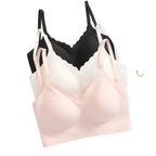 Scalloped-Edge Seamless V-Neck Bralette in Versatile Solid Neutrals