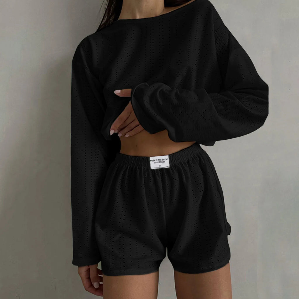 Women's Oversized Sweatshirt and Shorts Co-Ord Set Casual Lounge Outfit