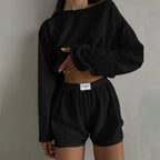 Women's Oversized Sweatshirt and Shorts Co-Ord Set Casual Lounge Outfit