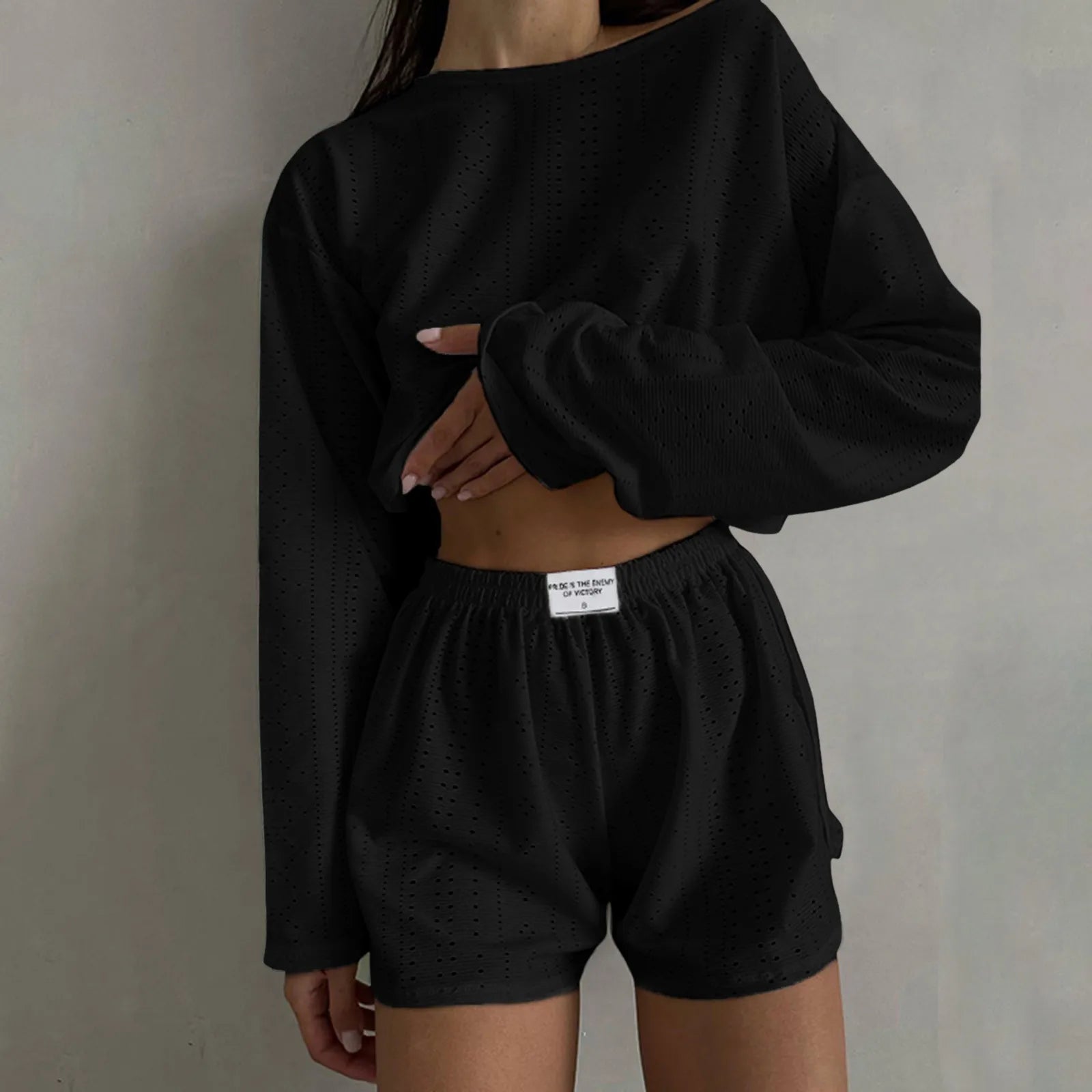 Women's Oversized Sweatshirt and Shorts Co-Ord Set Casual Lounge Outfit