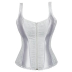 Vintage Floral Tapestry Overbust Corset with Wide Straps and Structured Seaming