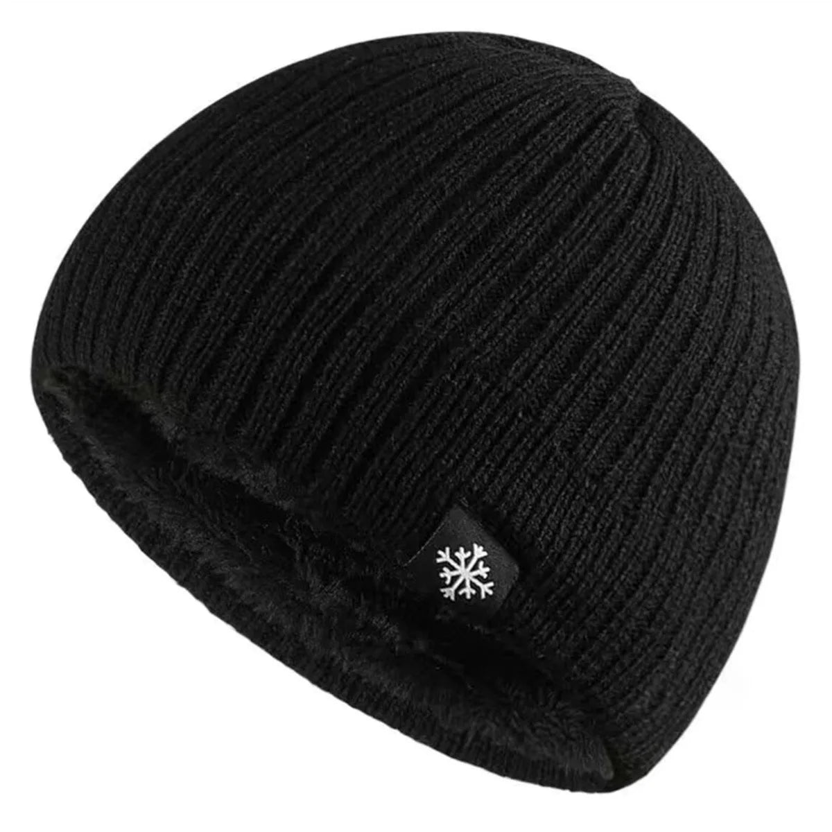 Thick Fleece Lined Cotton Knit Beanie with Ear Coverage for Outdoor Winter Streetwear Style