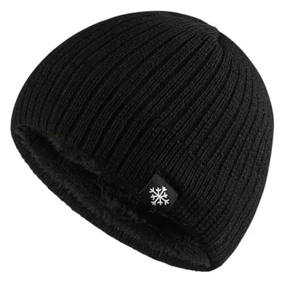 Thick Fleece Lined Cotton Knit Beanie with Ear Coverage for Outdoor Winter Streetwear Style