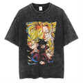 Vintage Anime Washed Graphic Streetwear Tee with Oversized Retro Illustration Design