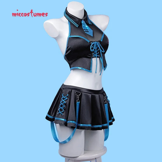 Women's Two-Piece Halter Bikini Set with Pleated Mini Skirt and Detachable Arm Sleeves