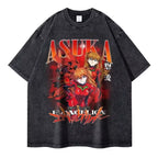 Retro Anime-Inspired Mecha Streetwear Oversized Vintage Wash Cotton T-Shirt