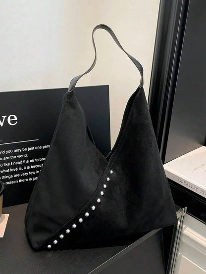 Large Slouchy Faux Leather Hobo Tote Bag with Relaxed Shoulder Design