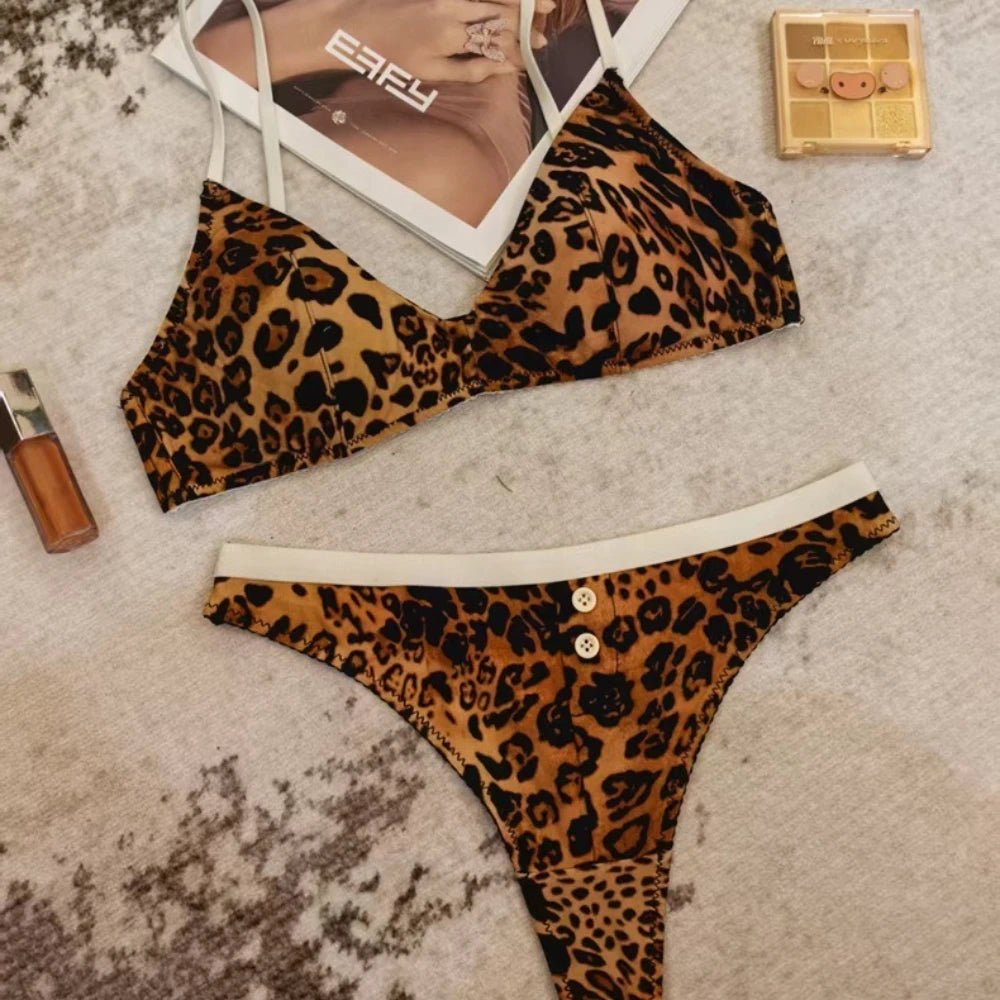 Playful Cherry Print Wire-Free Triangle Bralette and Panty Set