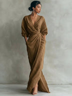 Minimalist Draped Maxi Dress with Relaxed Elegant Fashion Styling