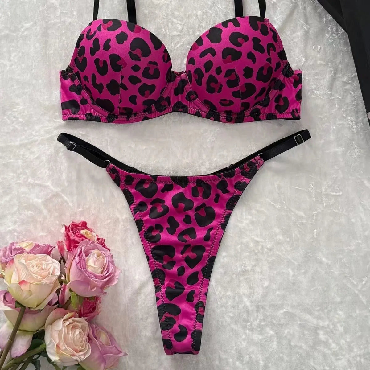 Colorful Floral Embroidery Longline Corset Bra and Panty Set