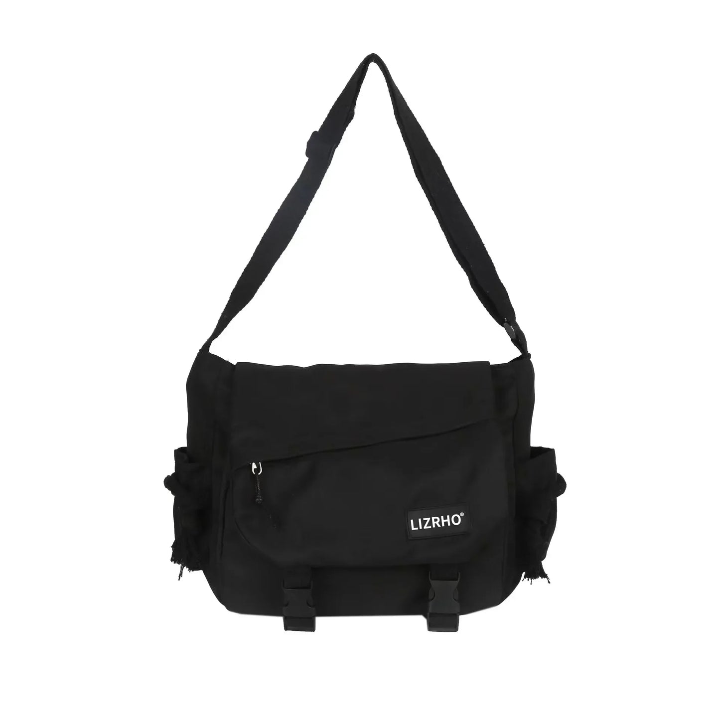 Large Capacity Nylon Crossbody Messenger Bag with Utility Pocket Streetwear Design