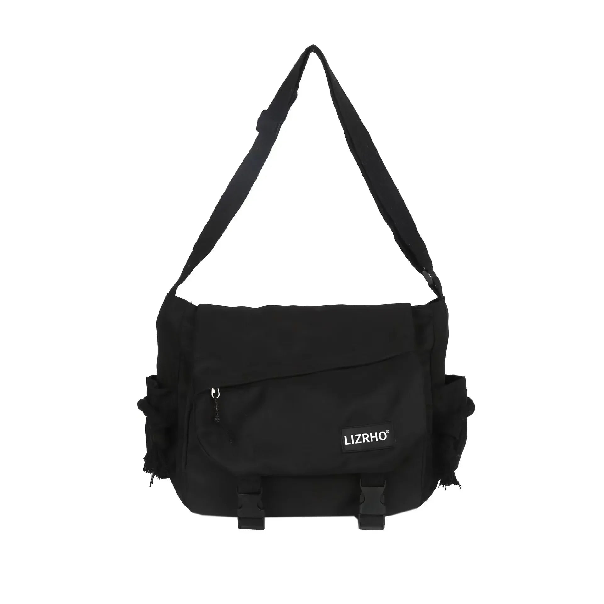 Large Capacity Nylon Crossbody Messenger Bag with Utility Pocket Streetwear Design