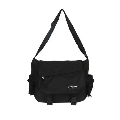 Large Capacity Nylon Crossbody Messenger Bag with Utility Pocket Streetwear Design
