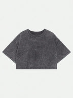 Washed Cotton Crop Tee with Relaxed Fit and Everyday Casual Style