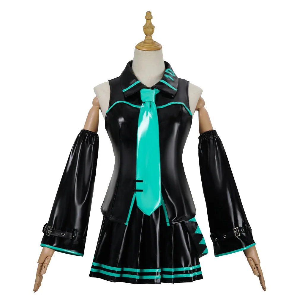 Women's Contemporary Layered Jacket and Skirt Costume Set with Long Wig and Fashion Accessories