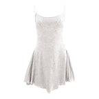 Sparkle Embellished Sleeveless Mini Dress With Flared Skater Inspired Silhouette