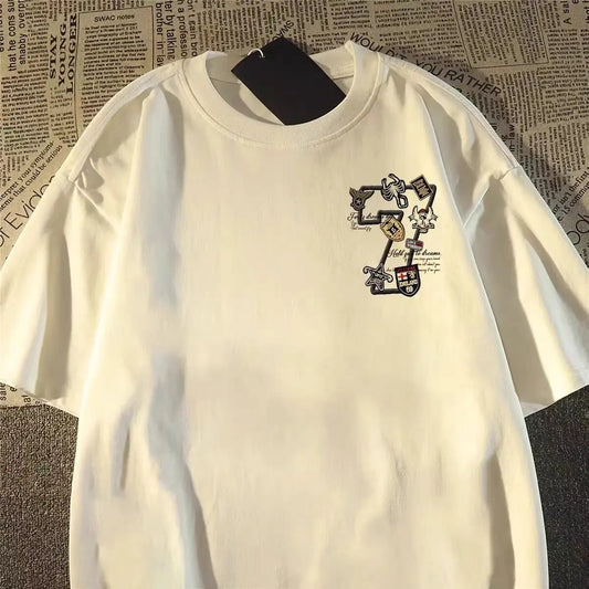 High Street Graphic Streetwear T-Shirt With Casual Cotton Blend Design