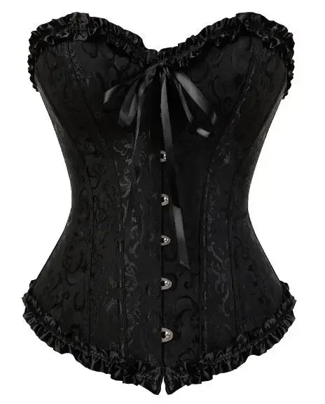 Ruffle Hem Overbust Corset Dress with Lace-Up Front and Layered Skirt
