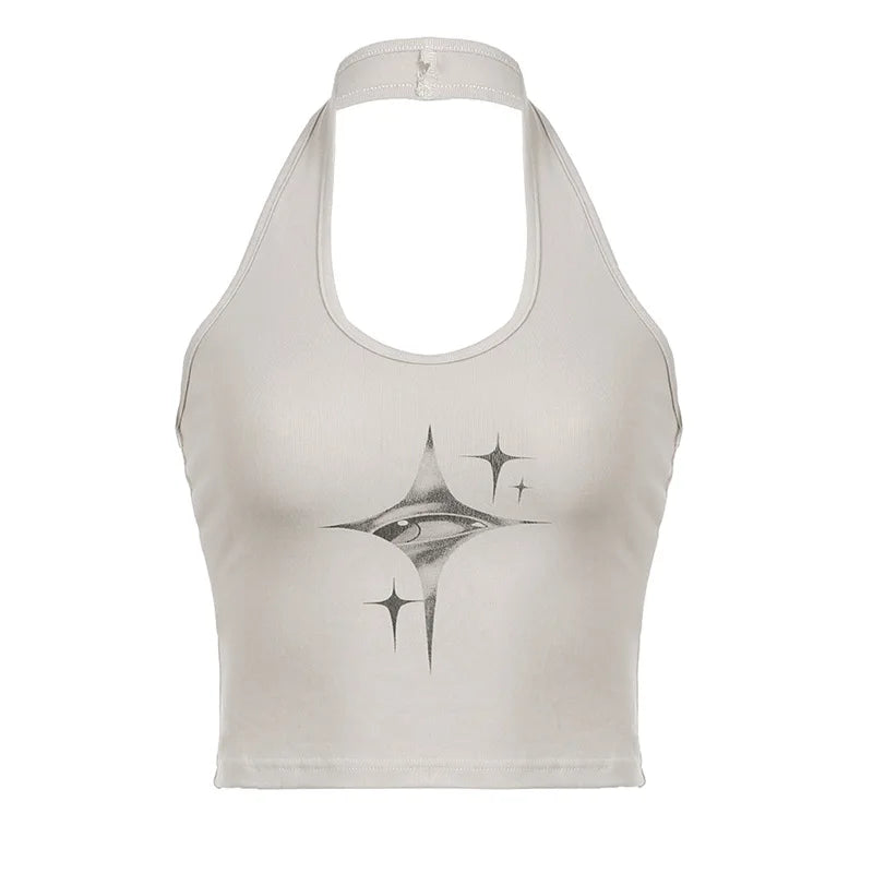 Women's Graphic Crop Tank Top with Slim Fit Sleeveless Streetwear Everyday Style