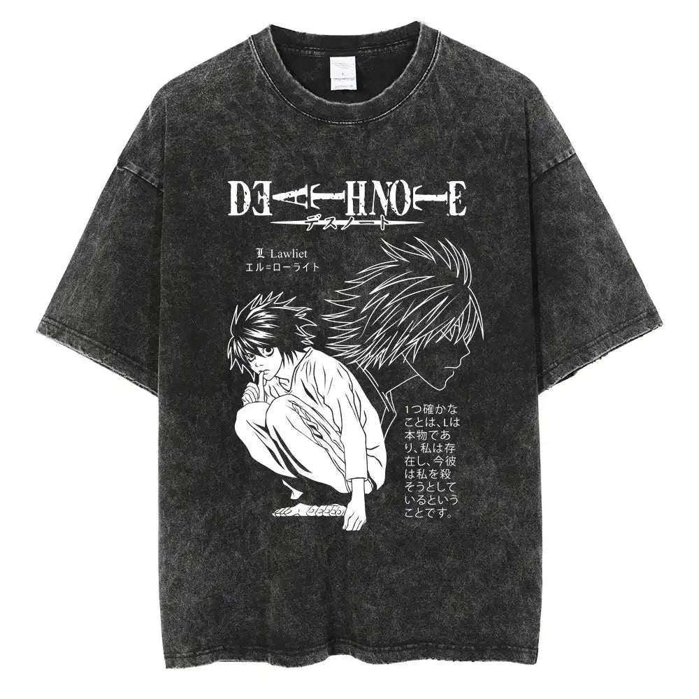 Retro Anime Gothic Graphic T-Shirt with Manga Streetwear Illustration Design
